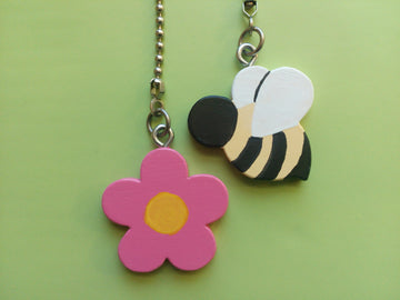 Bumble Bee and Flower Ceiling Fan Chain Pull Set