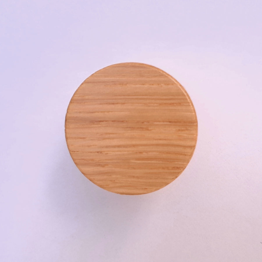 Minimalist Round White Oak Cabinet Knob