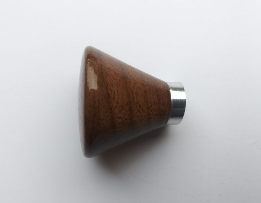 Modern Walnut Cabinet Knob with Polished Aluminum Post