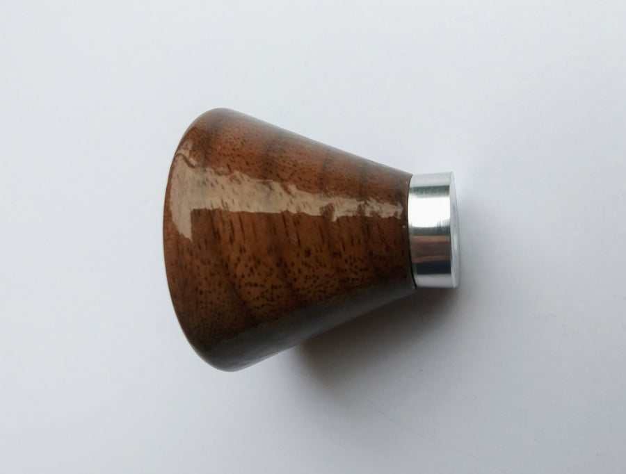Modern Walnut Cabinet Knob with Polished Aluminum Post