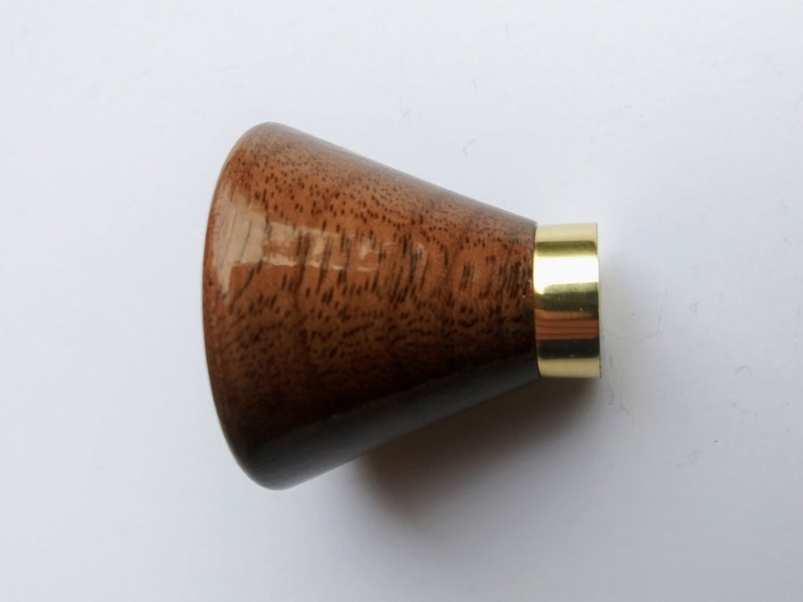 Modern Walnut Cabinet Knob with Polished Brass Post