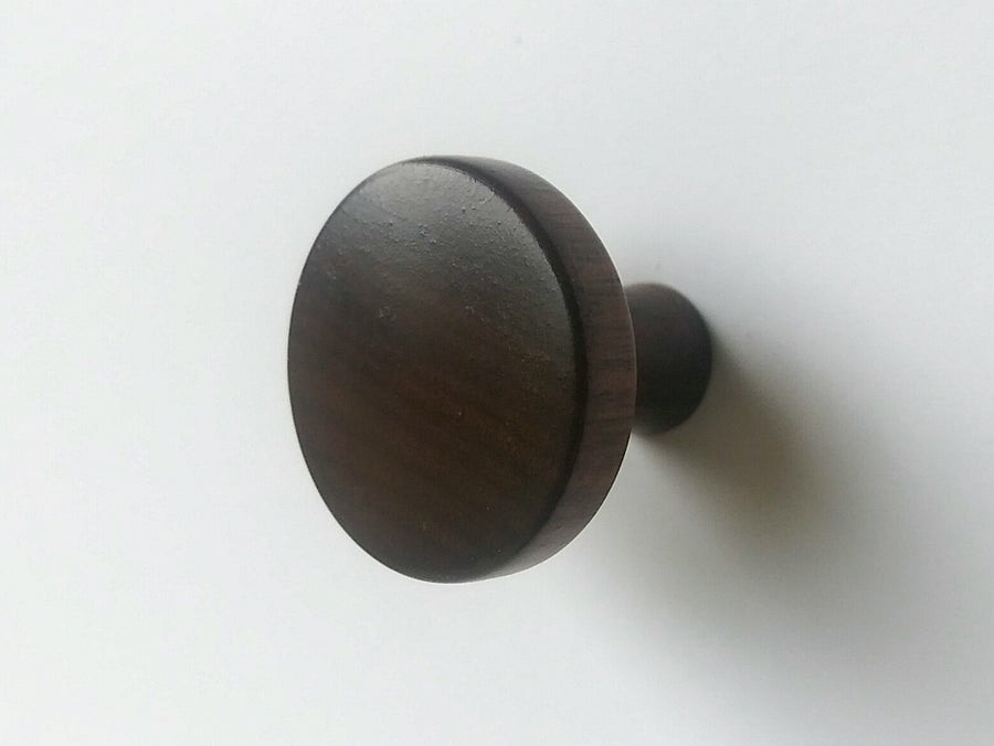Mid-Century Modern Round Walnut Wood Cabinet Knob