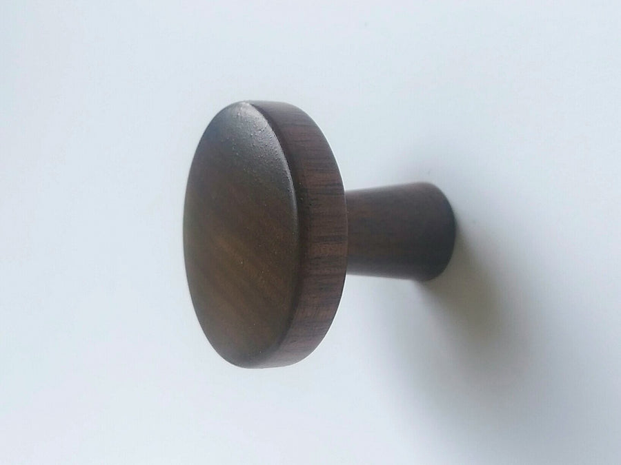 Mid-Century Modern Round Walnut Wood Cabinet Knob