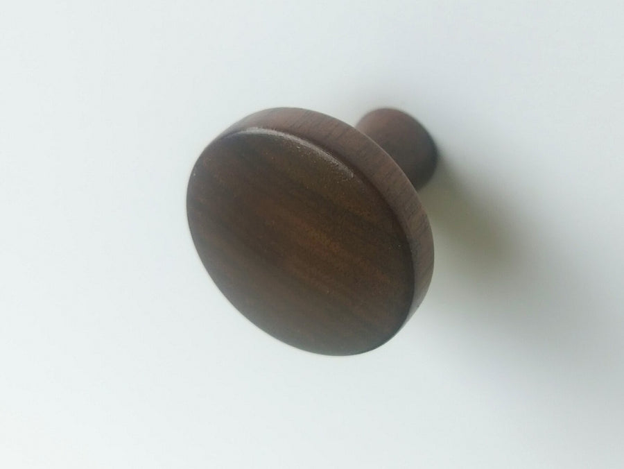 Mid-Century Modern Round Walnut Wood Cabinet Knob