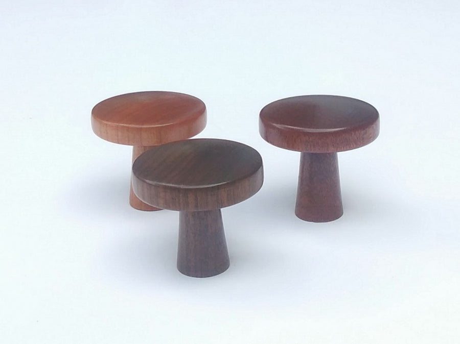 Mid-Century Modern Round Cherry Wood Cabinet Knob