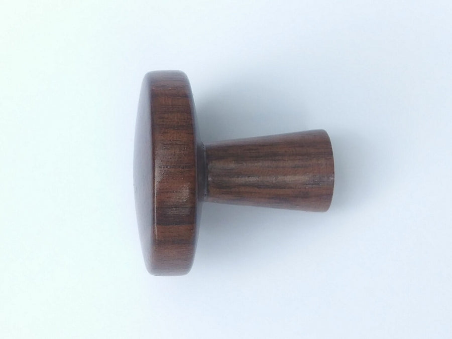 Mid-Century Modern Round Walnut Wood Cabinet Knob