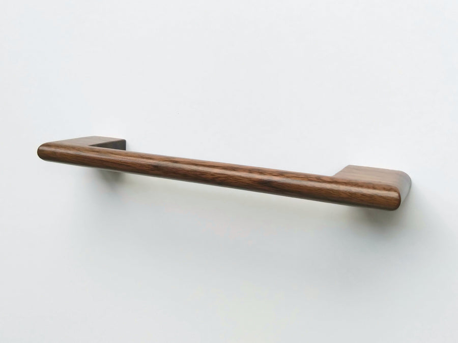 Contemporary Walnut Wood Cabinet Pull With Rounded Handle and Ends
