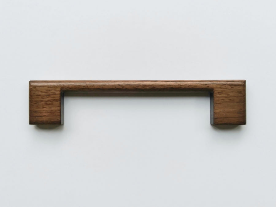 Contemporary Walnut Wood Cabinet Pull With Rounded Handle and Ends
