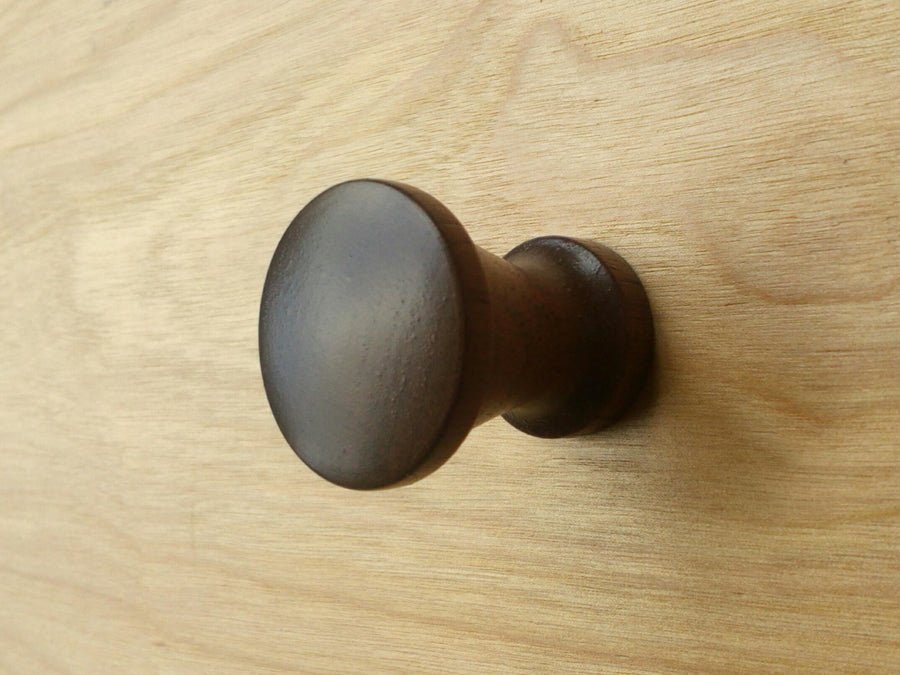 Contemporary Round Walnut Wood Cabinet Knob