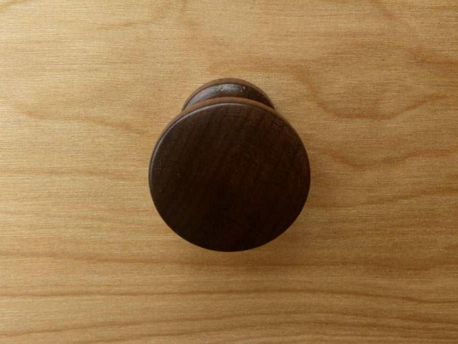 Contemporary Round Walnut Wood Cabinet Knob