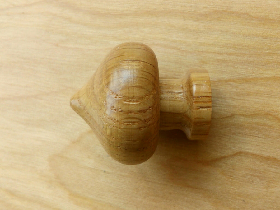Round Spade Shape White Oak Wood Cabinet Knob