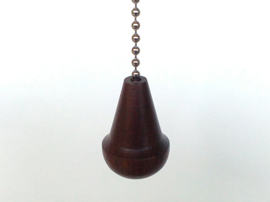 Walnut Wood Ceiling Fan Pull Chain with Silver Chain