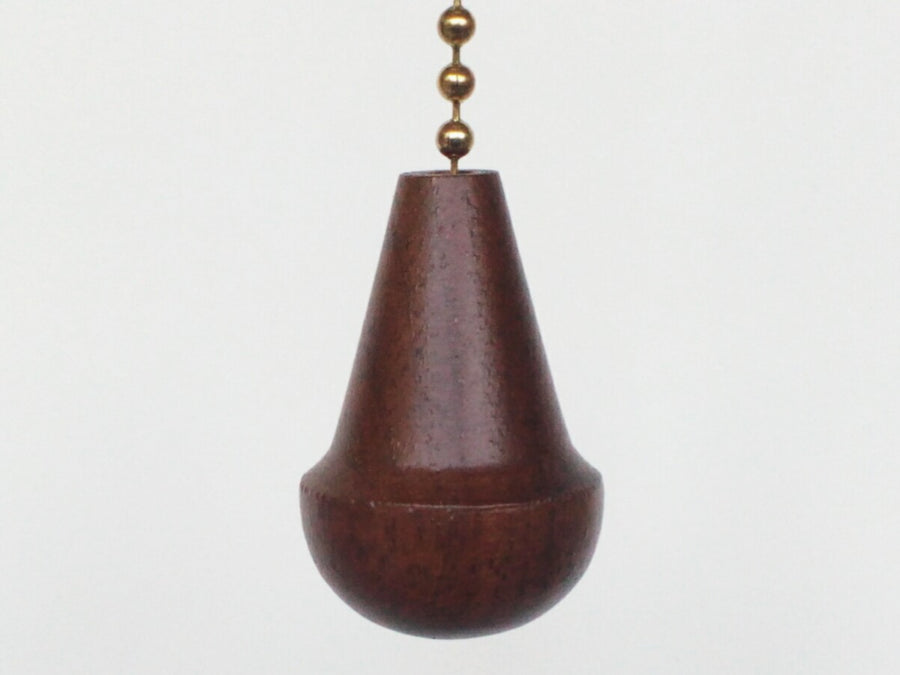 Walnut Wood Ceiling Fan Pull with Brass Chain